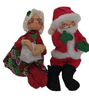 Vintage Annalee Christmas Mr & Mrs Claus Santa 8" '88 Mobilitee Dolls 1963